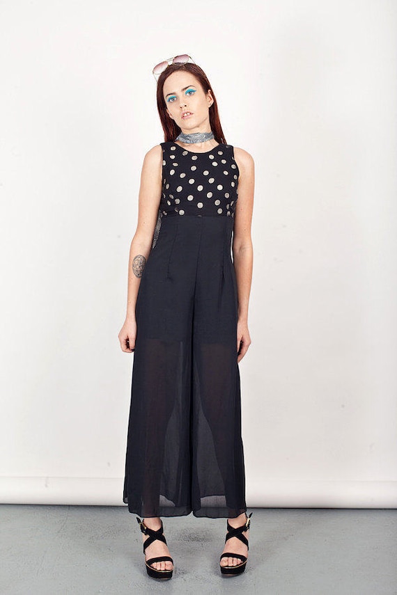 Vintage black sleeveless jumpsuit - Gem