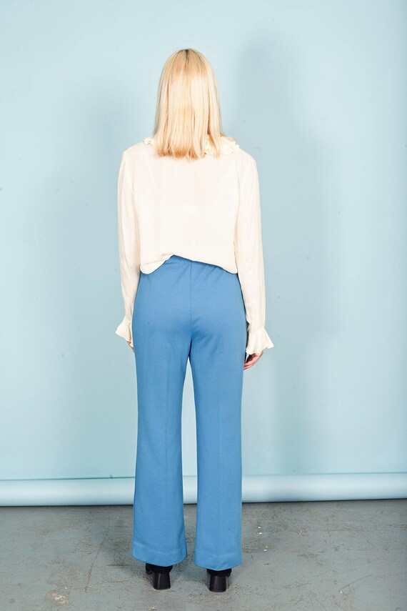 70s Cerulean Blue Pleat Pants Vintage High Waiste… - image 7