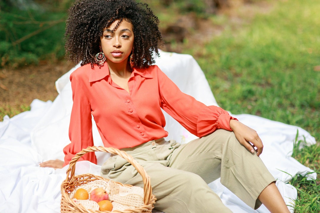 ARTS＆SCIENCE balloon blouse khaki ブラウス Women's Dark khaki green Balloon-Sleeved Blouse | H&M US