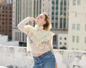 【日曜まで】CLANE♡COMPACT VINTAGE LACE TOPS Zine Talia Black Lace Top | Zumiez