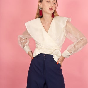 70s Dark Navy Blue Petite Pants Vintage Classic Cropped Trousers image 3