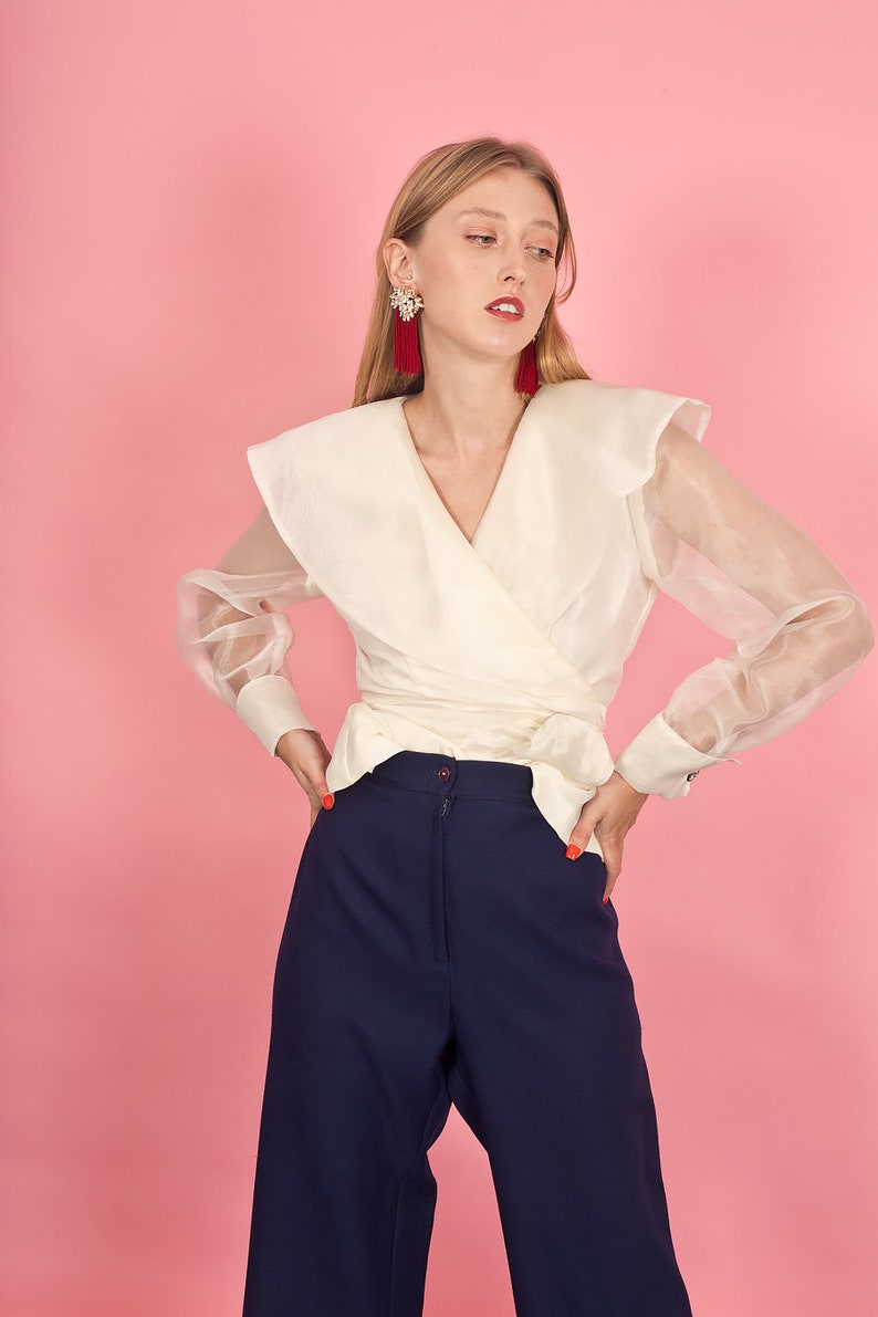 70s Dark Navy Blue Petite Pants Vintage Classic Cropped Trousers image 3