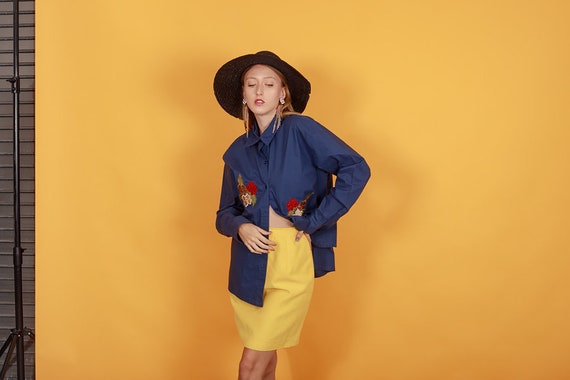 70s Yellow High Waisted Pencil Skirt Vintage Brigh