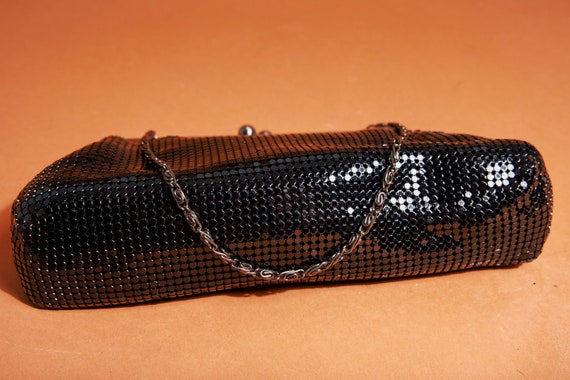 90s Black Silver Mesh Evening Purse Vintage Chain… - image 7