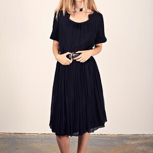 50s Black Chiffon Dress Vintage Little Black Party Dress image 2