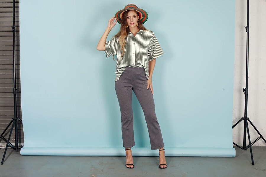 80s Grey Wide Leg Pants Vintage Stone 