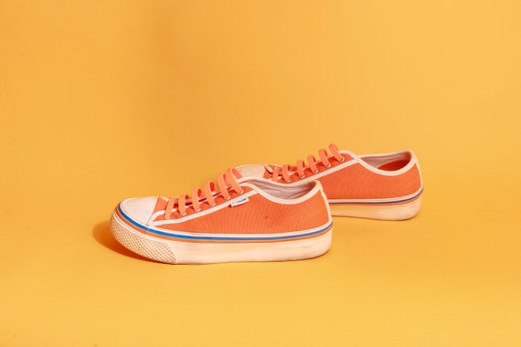 2000s Orange White Striped Fila Sneakers Vintage … - image 1