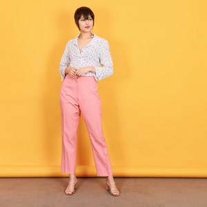 80s Salmon Pink Petite Pants Vintage High Rise Cropped Trousers image 3