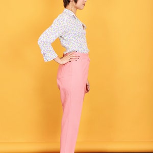 80s Salmon Pink Petite Pants Vintage High Rise Cropped Trousers image 7