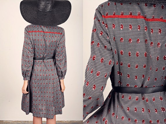 60s Mod Dress Vintage Grey Gray Geometric Print D… - image 3