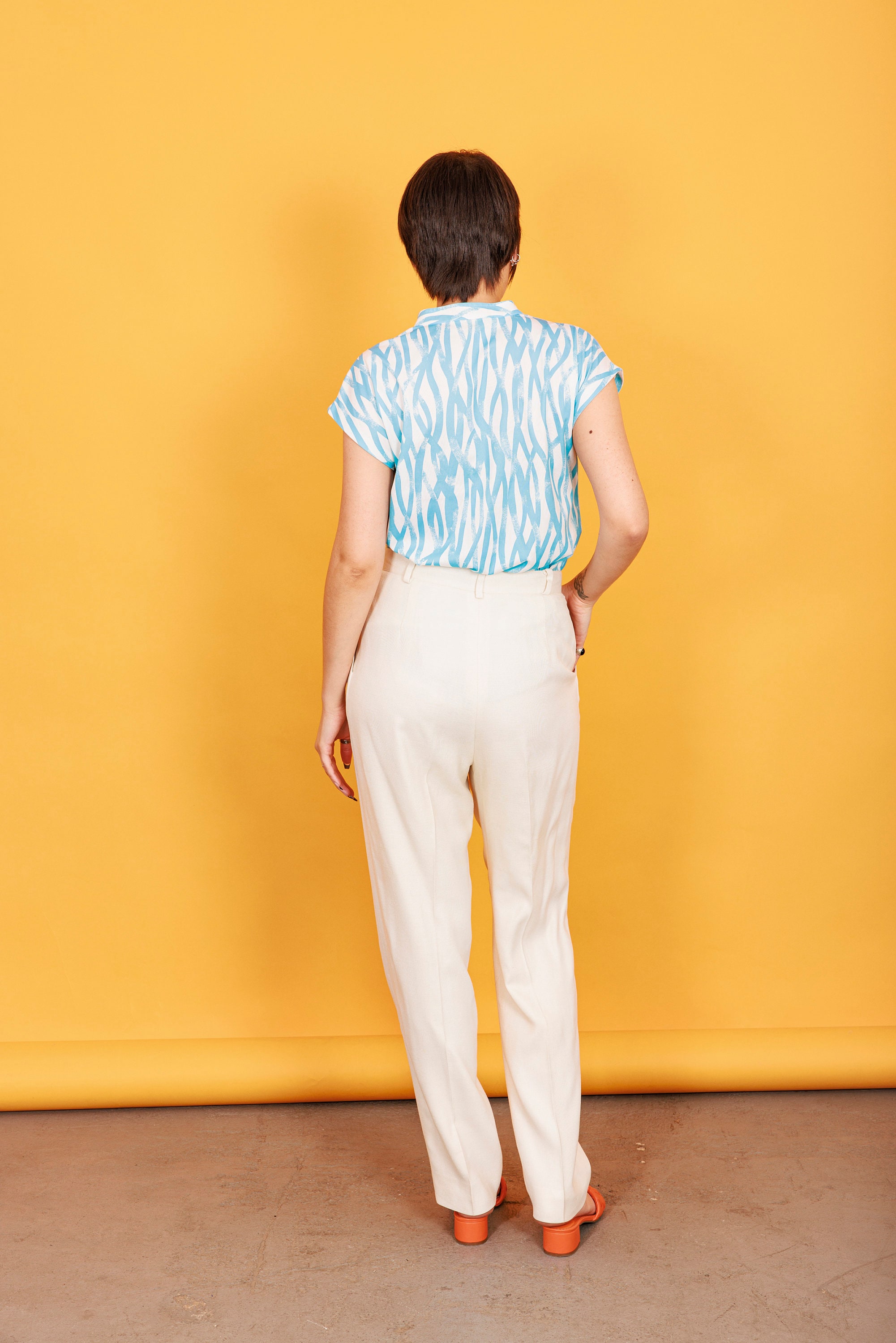 パンツ 80s 90s EURO linen 2-tuck trousers ivory パンツ 80s 90s EURO linen 2-tuck trousers ivory 90s-00s