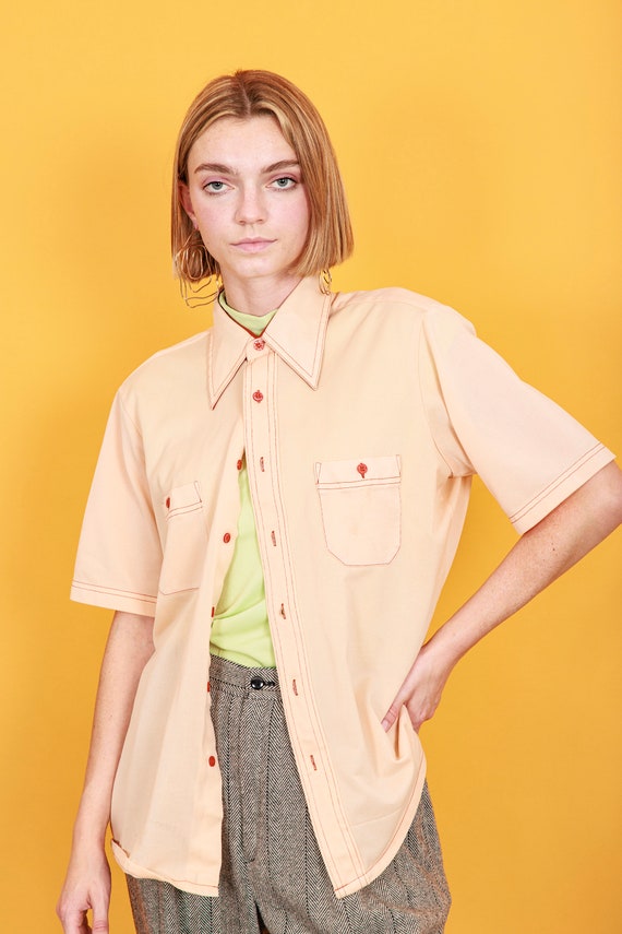 1970s Point Shirt - Italian Peach Stripe main image 1