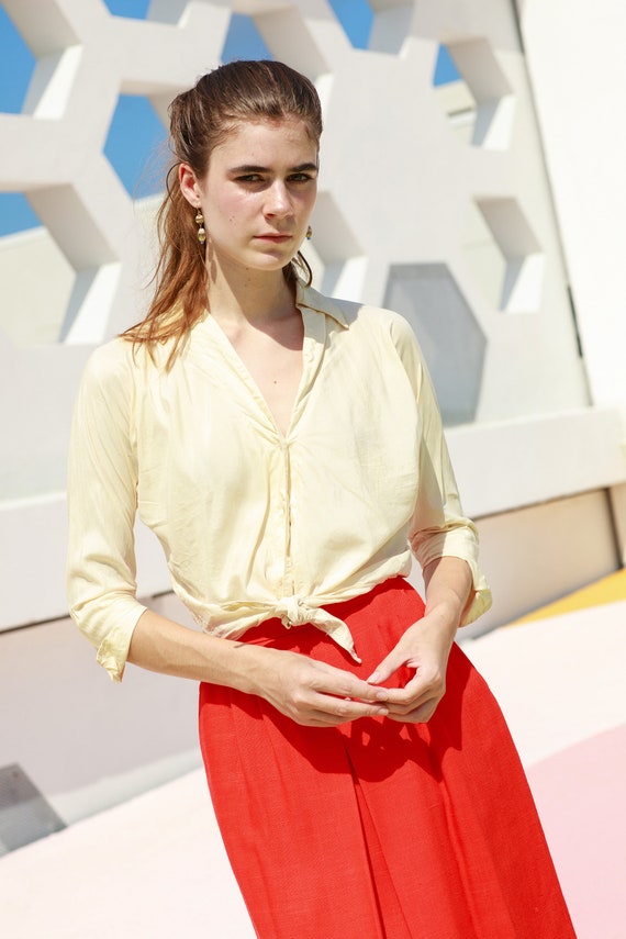 60s Bright Red Linen Matching Suit Vintage Blazer… - image 7