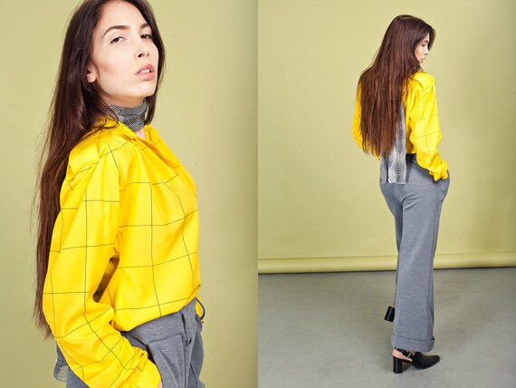 70s Gray Wide Legged Pants Vintage Grey High Wais… - image 6