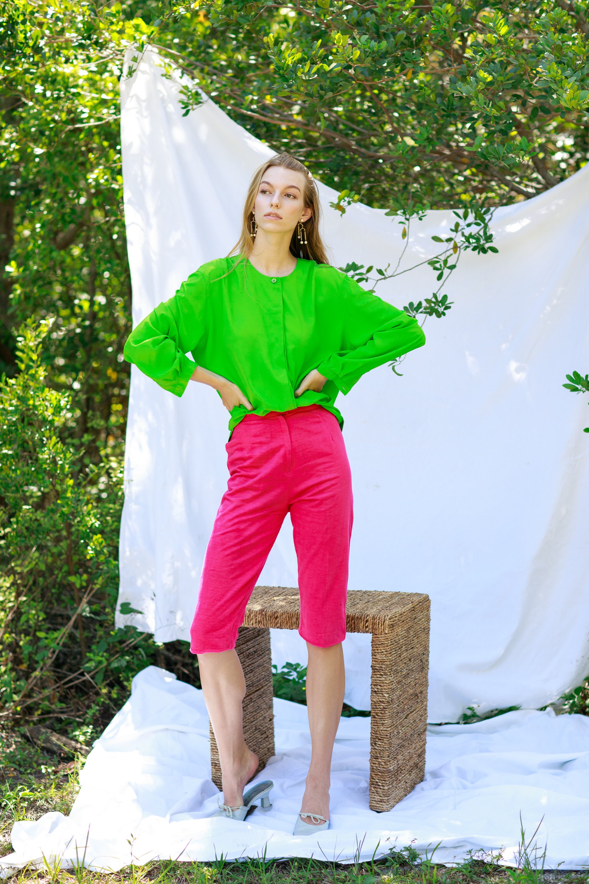 50s Hot Pink Cropped Trousers Vintage 