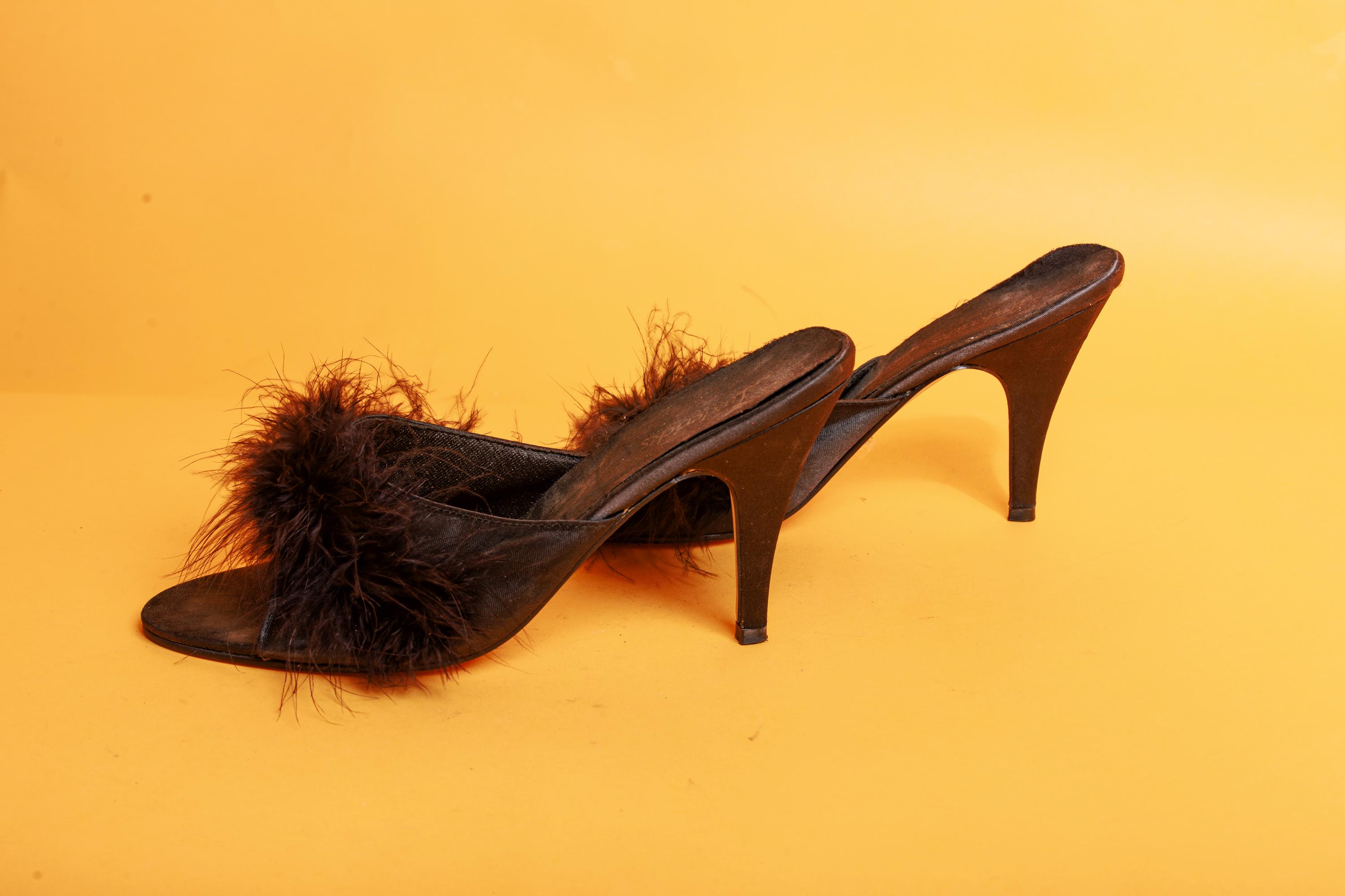 Black feather heels Etsy France