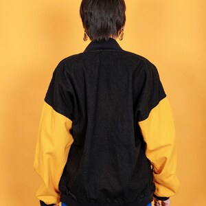80s Black Yellow Varsity Jacket Vintage Long Sleeve Oversize Unisex Bomber Jacket image 10