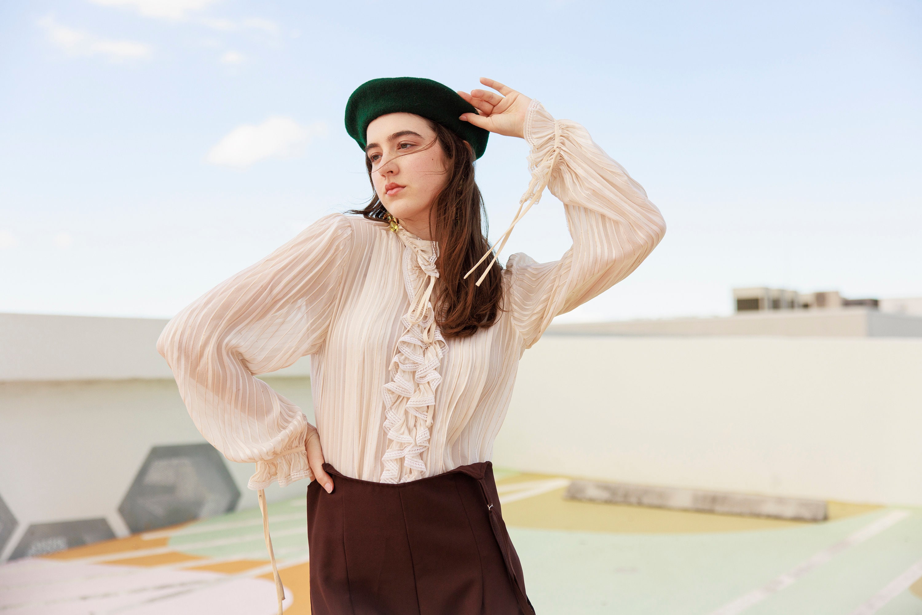 Aqua ruffled cheap lace top