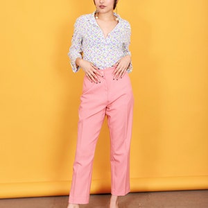 80s Salmon Pink Petite Pants Vintage High Rise Cropped Trousers image 2