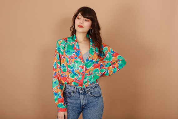 Psychedelic print top small size summer open back top