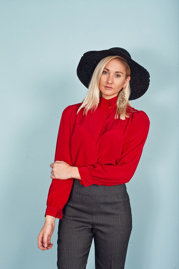 red formal blouse
