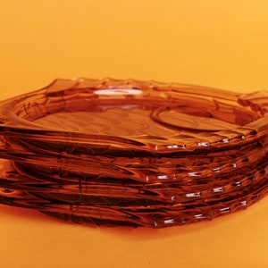 Set of 4 80s Amber Fish Clear Glass Plates Vintage Novelty Matching Small Plates image 5