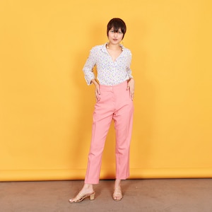 80s Salmon Pink Petite Pants Vintage High Rise Cropped Trousers image 6