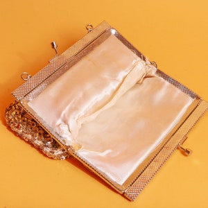 60s Silver Sequin Chain Strappy Purse Vintage Beaded Embellished Art Deco Coin Purse Clutch image 9