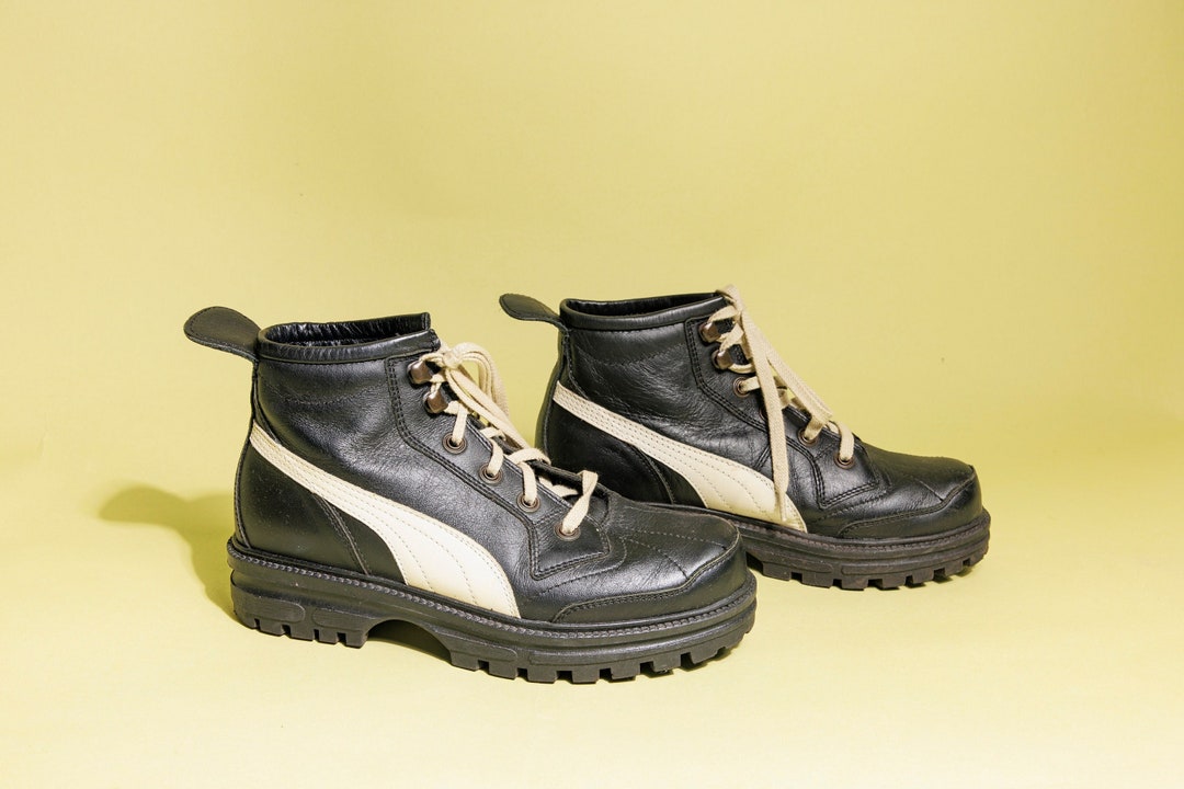 Buy 90s Black Puma Rudolf Dassler Schuhfabrik Boots Vintage Tie