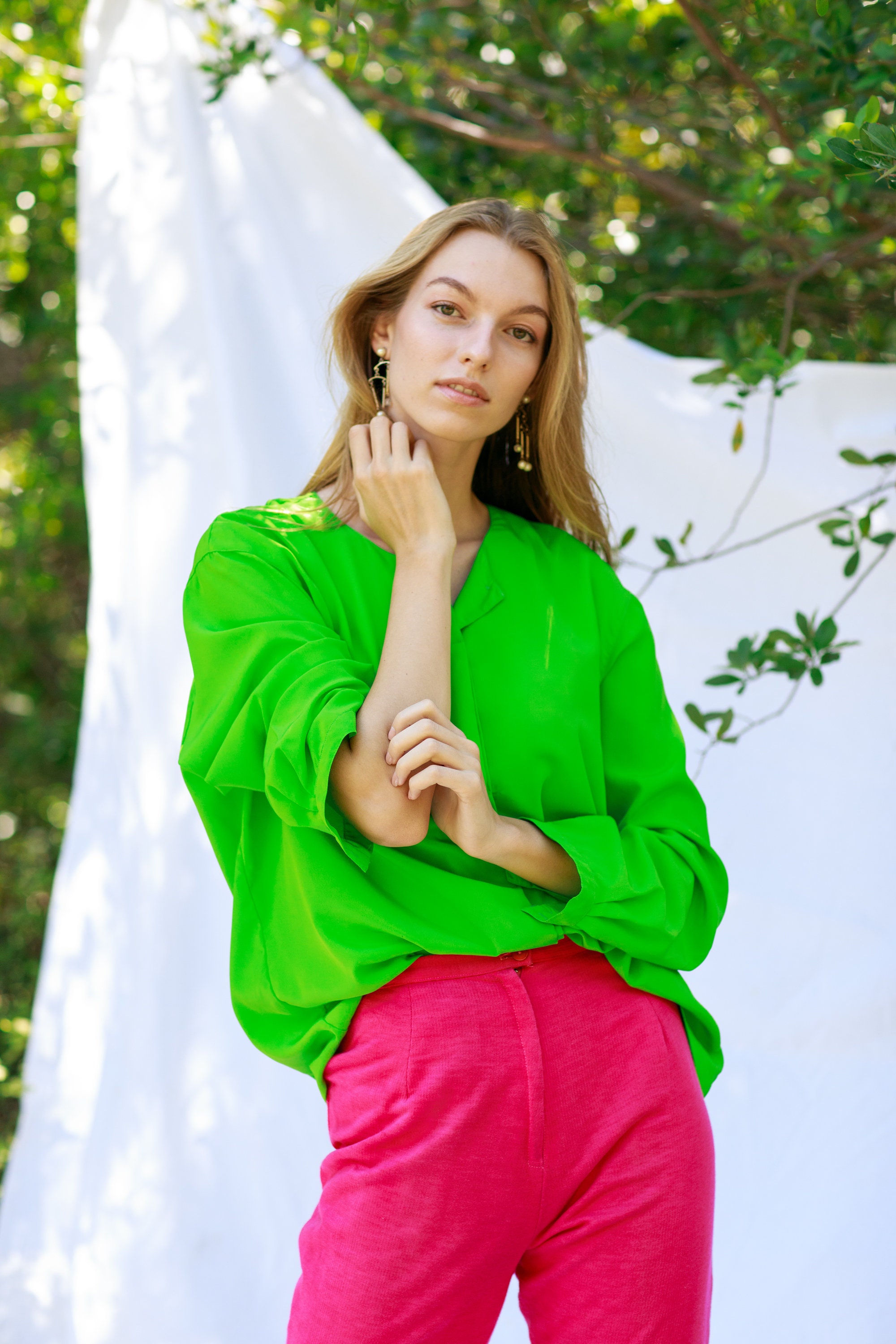 Ameri VINTAGE FLARE KUNG FU BLOUSE グリーン Ameri VINTAGE - Ameri VINTAGE FLARE KUNG FU BLOUSE グリーンの通販