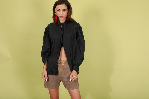40s Cream Tan Leather Lederhosen Shorts Vintage T… - image 7