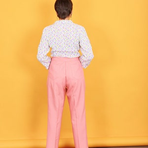 80s Salmon Pink Petite Pants Vintage High Rise Cropped Trousers image 9