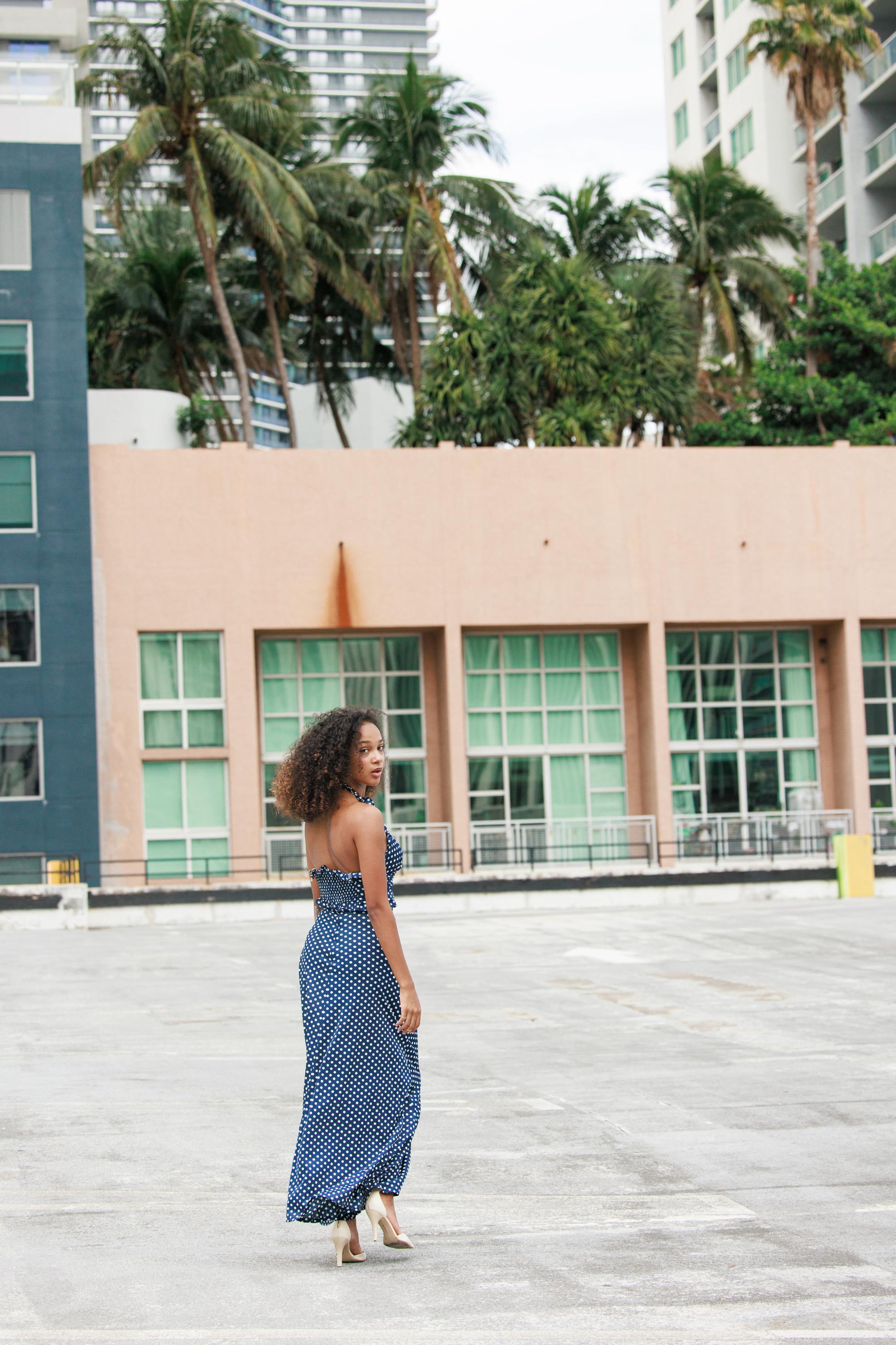 70s Vintage Polka Dot Two Piece Set: Halter Top & Maxi Skirt - Etsy