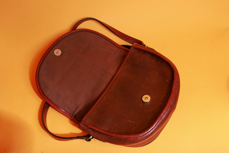 90s Brown Leather Embossed Crossbody Bag Vintage Brighton Western Silver Purse image 8
