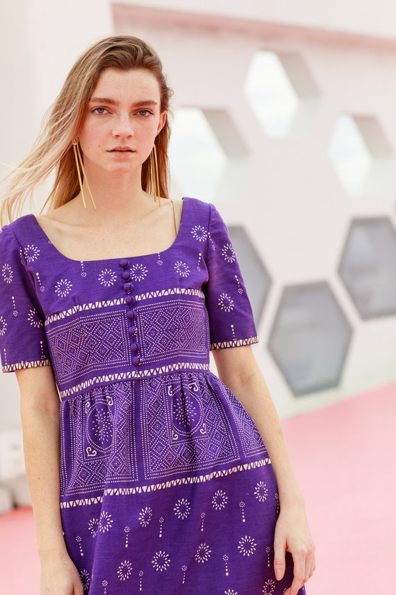 50s Purple Oscar De La Renta Designer Party Dress… - image 2