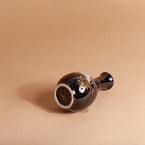 80s Black Gold Trim Duck Round Hourglass Small Vase image 4