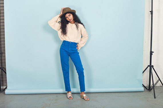 bright blue mom jeans