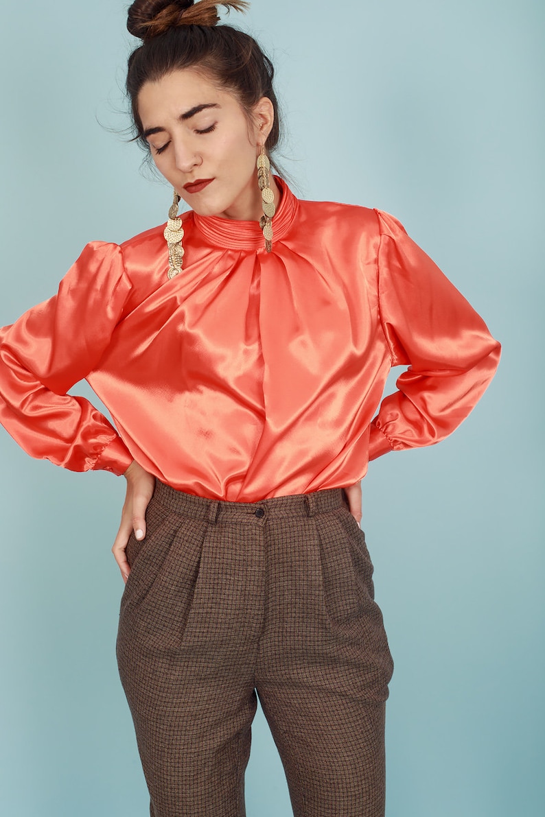 80s Dark Brown Plaid Soft Trousers Vintage Belted High Waisted Pants