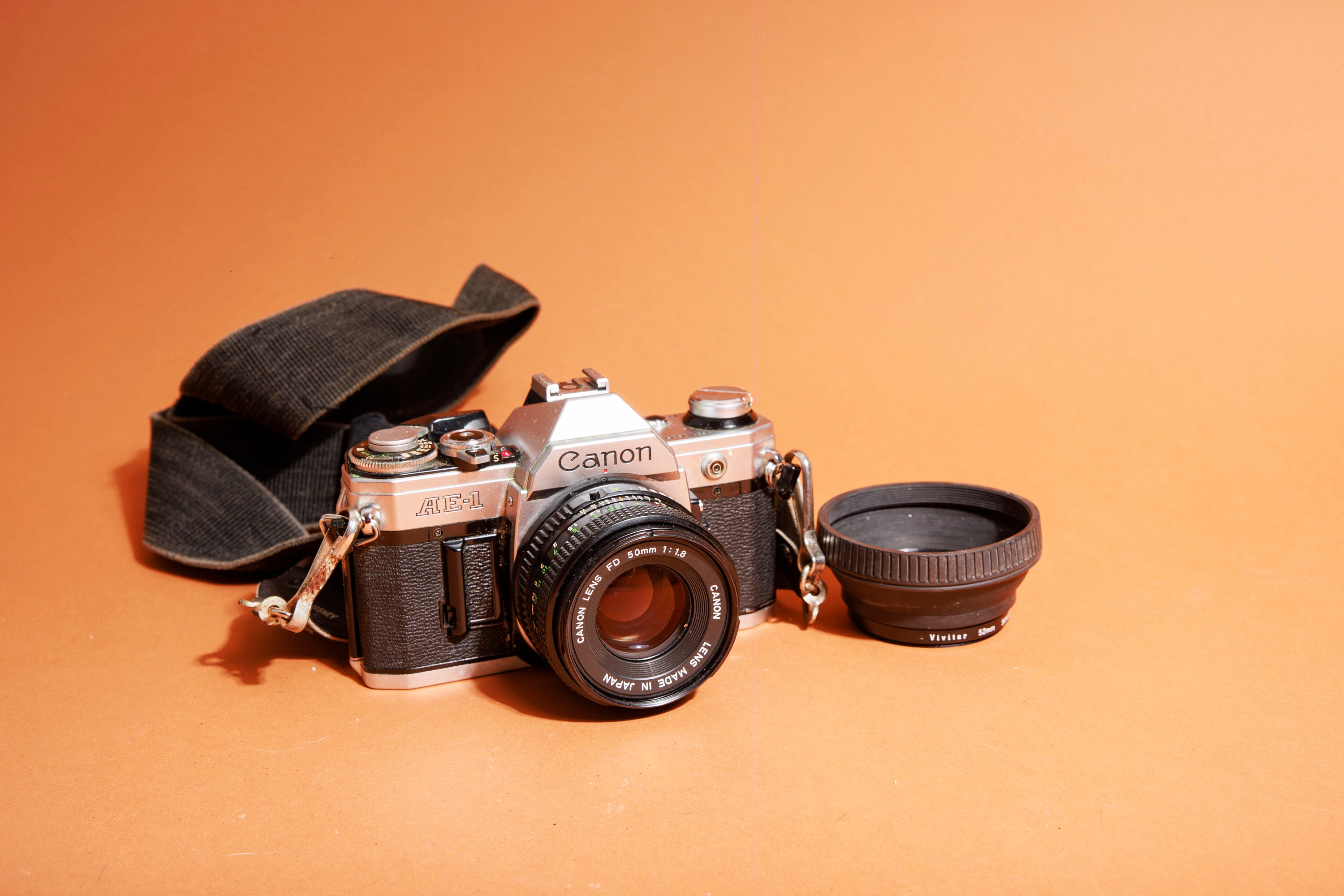 Vintage Black Grey Canon AE-1 FD 50mm 1.8 Lens 35mm SLR Film