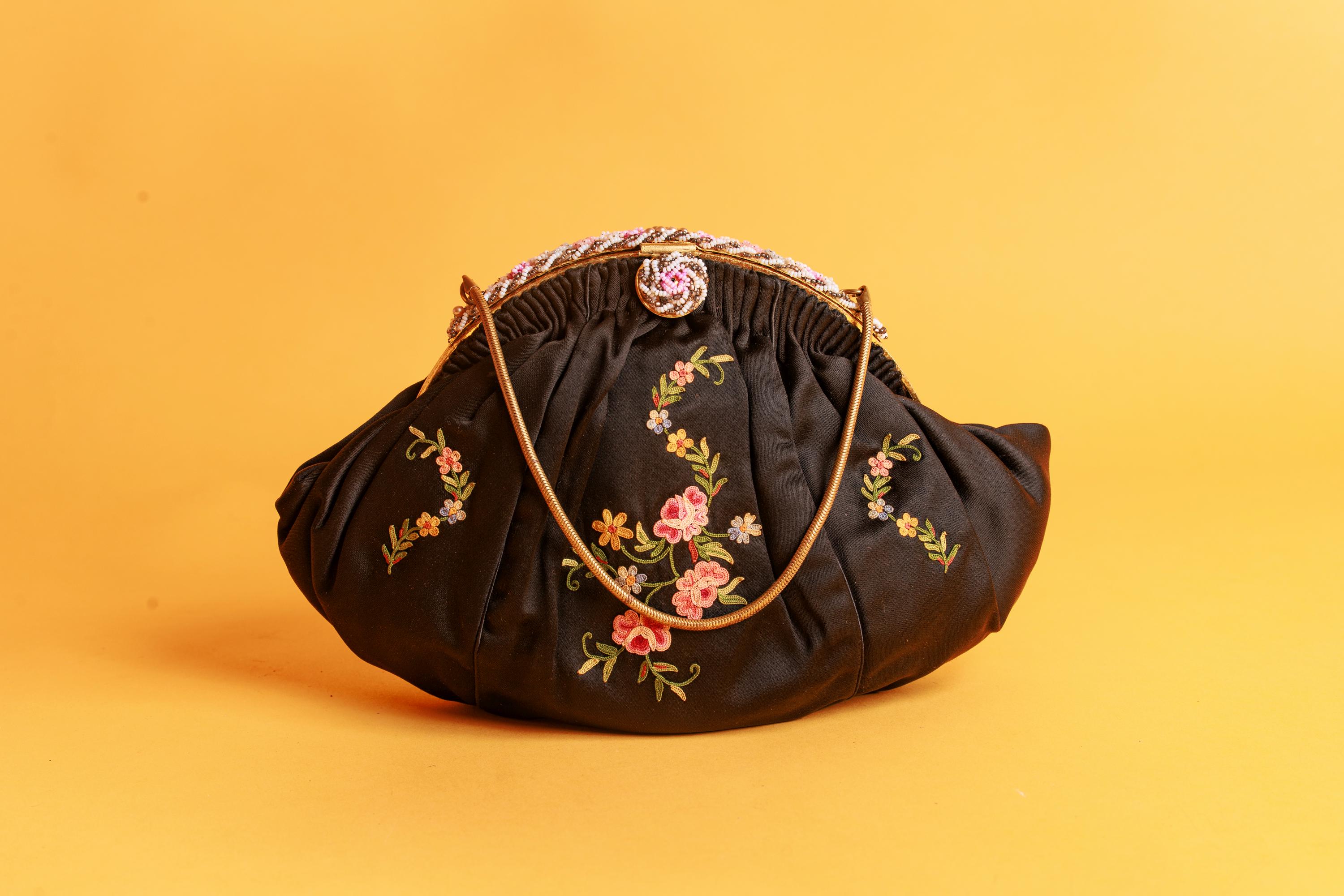 40’s French vintage handbag Brown Alligator VINTAGE 40s 50s PURSE Top Handle Bag Brass