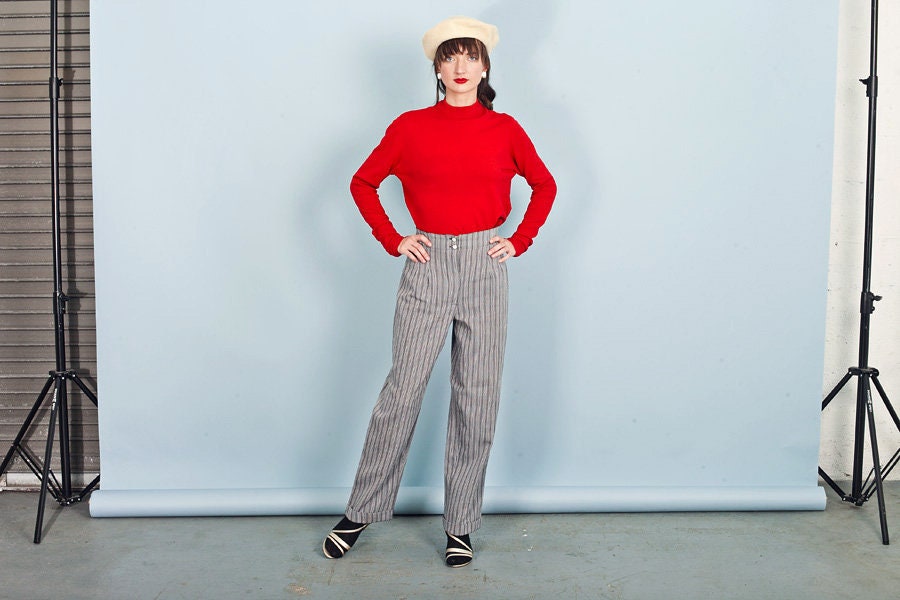 パンツ 90s archive GLENOVER stripe Slacks pants 90s Vintage LA Classe High Waist Glen Plaid Trouser Pant