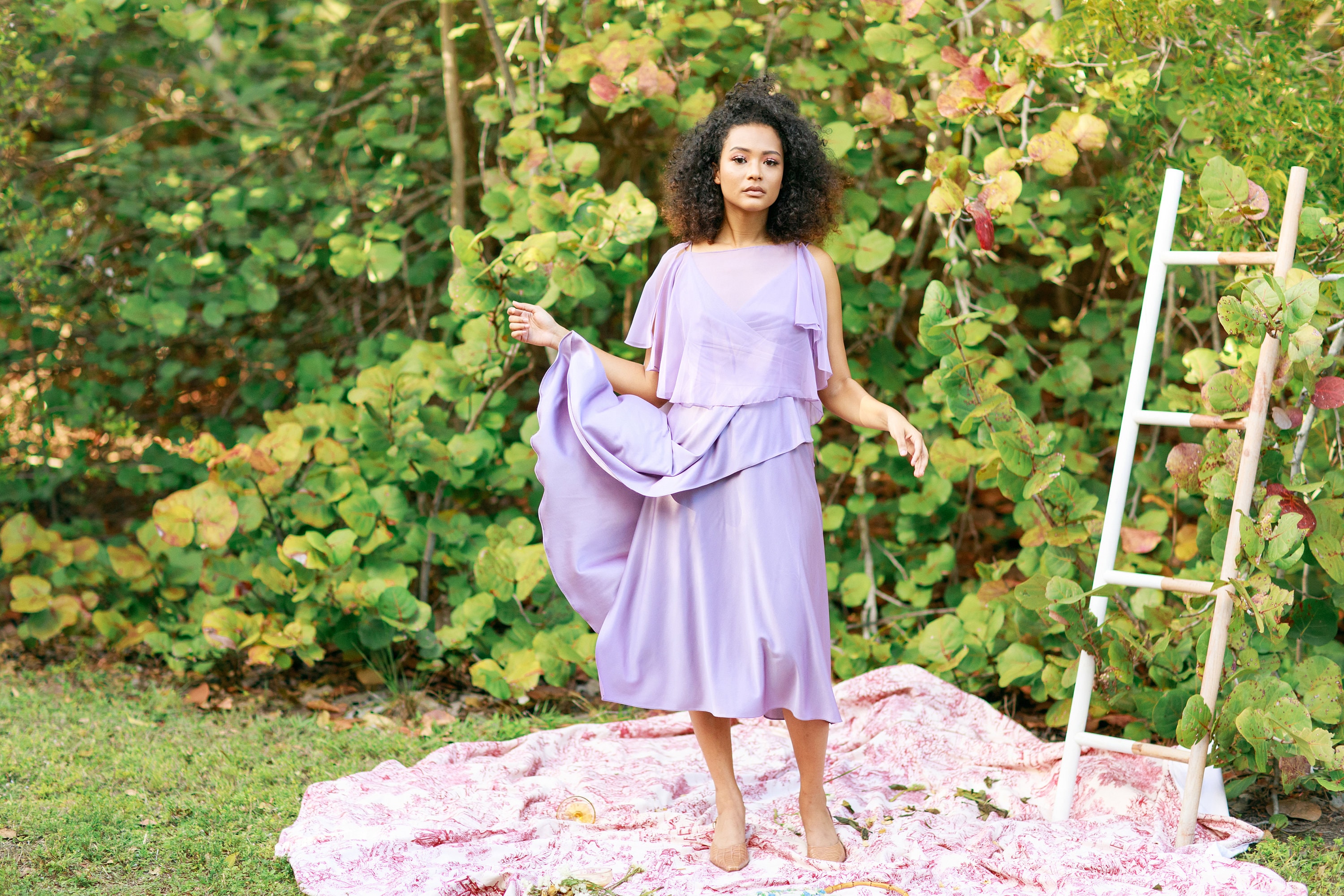 70s Lilac Muted Purple Wrap Dress Vintage Circle Skirt Romantic