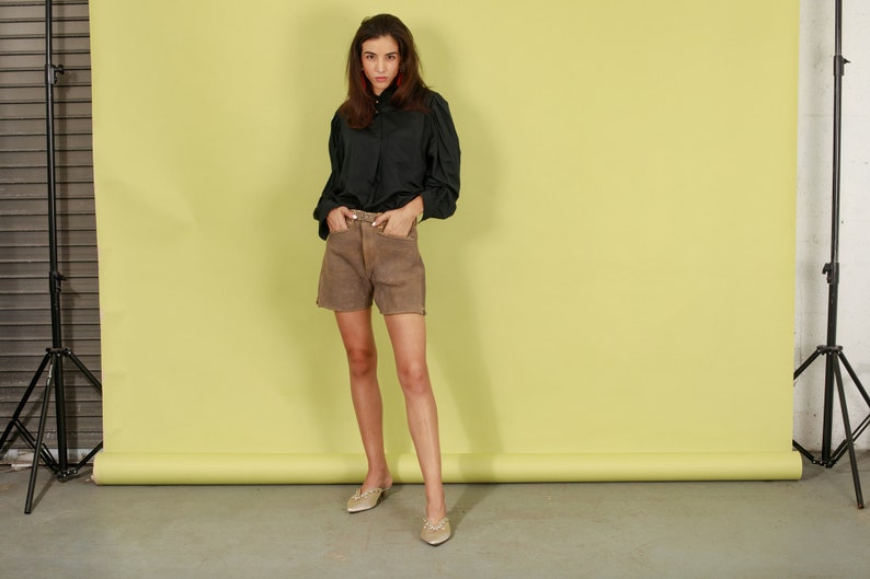 40s Cream Tan Leather Lederhosen Shorts Vintage Traditional Austrian Shorts image 5