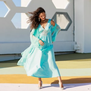 Aqua Chiffon Dress Etsy Singapore
