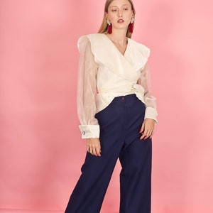 70s Dark Navy Blue Petite Pants Vintage Classic Cropped Trousers image 8