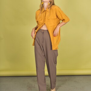 80s Dark Khaki Trousers Vintage Straight Leg Minimal Pants image 7