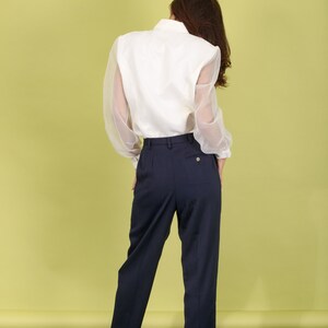 90s Liz Claiborne Dark Blue Trousers Vintage Fitted Navy Classic Pants image 8