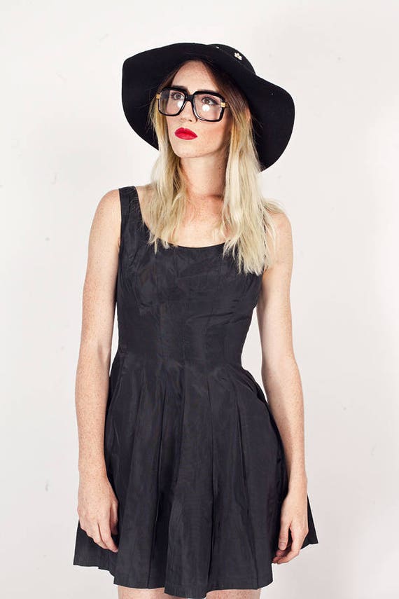 80s Party Dress Vintage Black Sleeveless Petticoa… - image 2