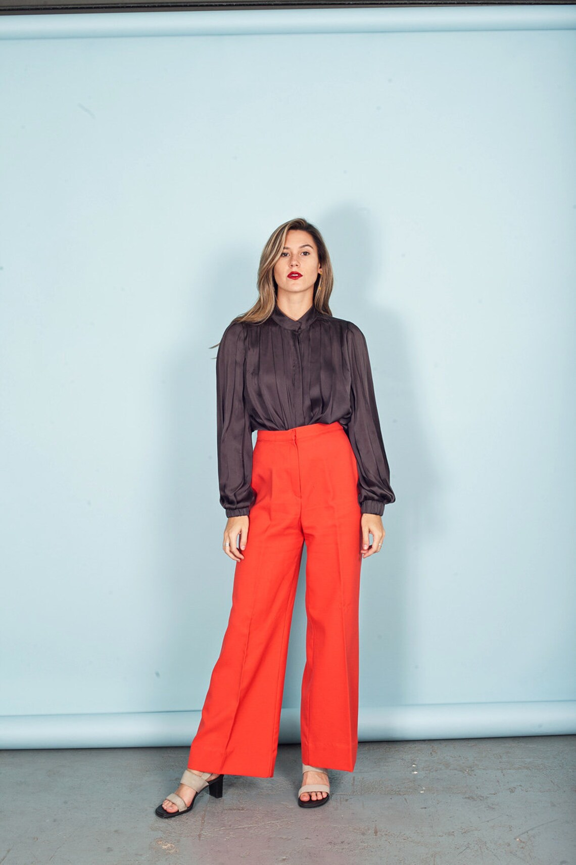 16356 Burnt Orange Leg Button Trousers
