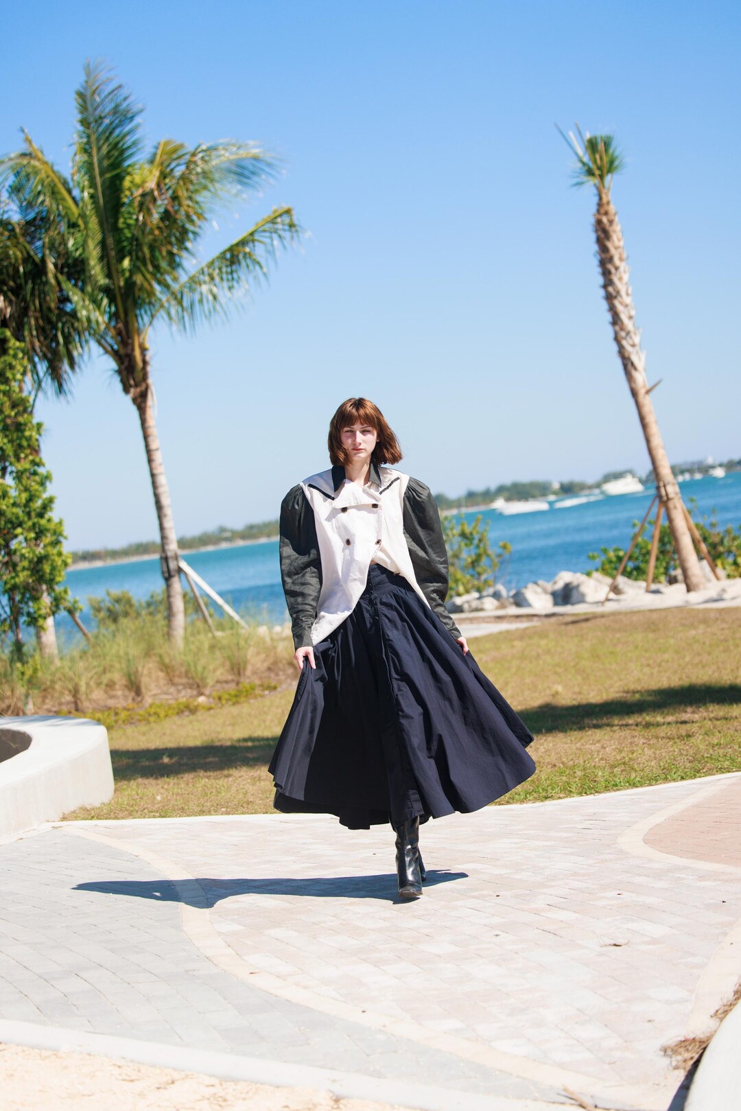 80s Vintage Black Cotton Skirt: High Waisted Billowy Midi - Etsy